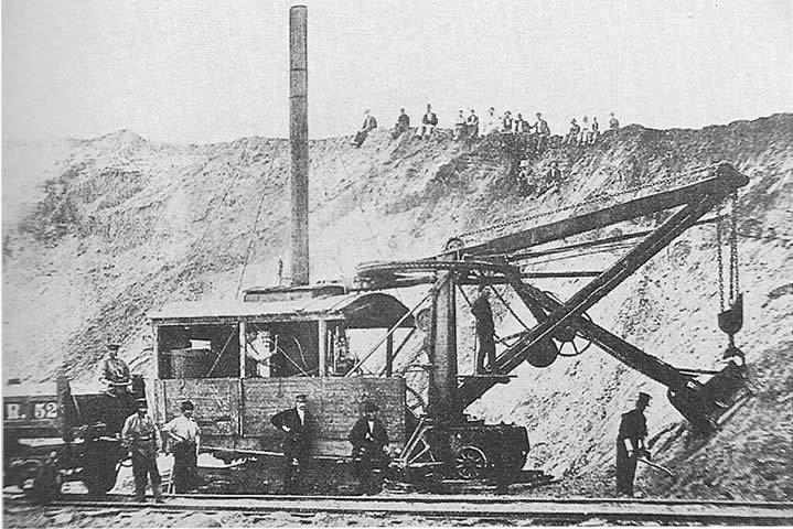 Rýpadlo Otis při práci z roku 1887