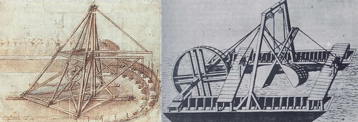 Vlevo práce Leonarda da Vinciho, vpravo obrázek Verantia