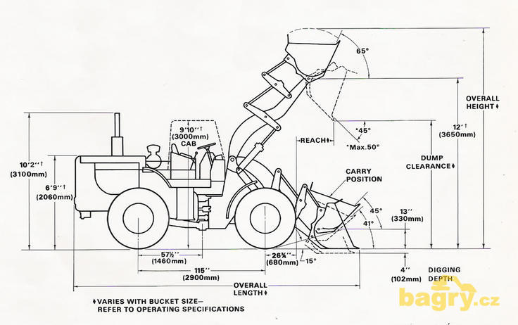 Caterpillar 950 - rozměry