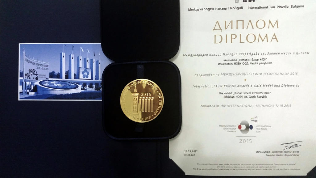 Diplom a medaile z Plovdivského veletrhu pro Noen K400
