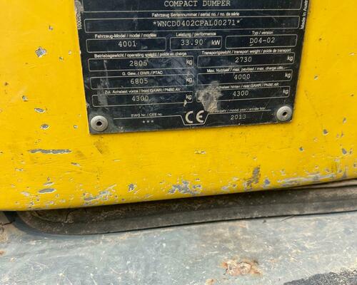 dumper Wacker Neuson 4001S / R.v. 2013 / 4T