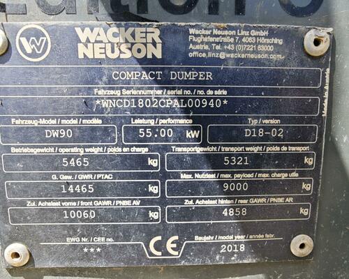 WACKER NEUSON DW90 MOŽNOST CZ SPZ