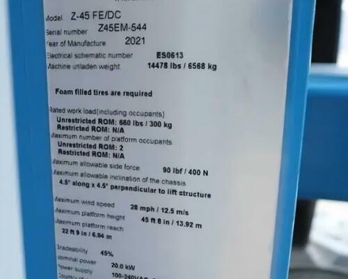 Kloubová pracovní plošina Genie Z-45 Hybrid, 2021, 220 mth 