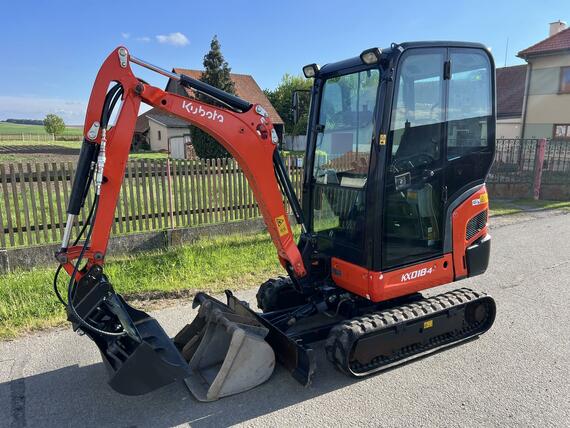minibagr Kubota KX018-4 hyd.svahovka + hyd.podvozek/2x podkop
