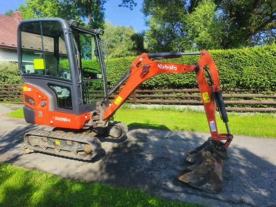 Minibagr Kubota KX018-4, rok 2021, 2300mth 3x lžíce