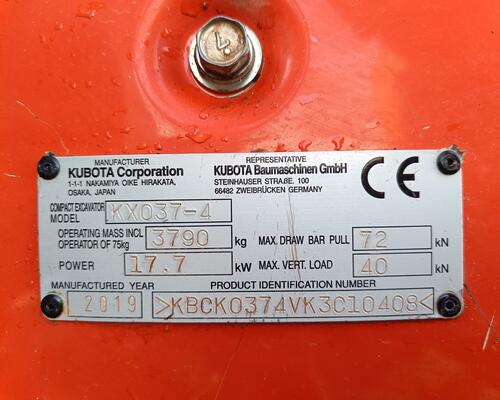 Minibagr Kubota KX 037- 4 Hi - Spec.