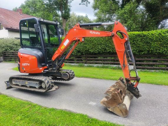 Minibagr KUBOTA U27-4, r.2018, 2,7t, 3x lžíce