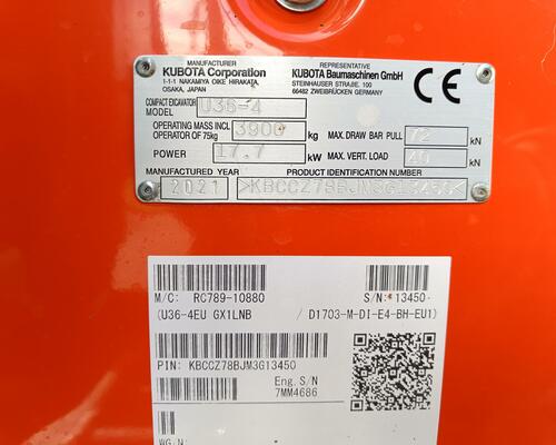 Minibagr Kubota U 36-4 r.v.2021 Minibagr Kubota U 36-4 r.v.2021