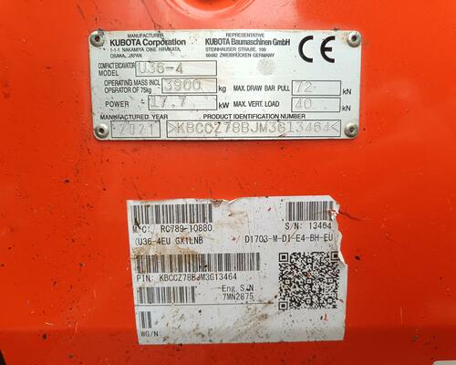 Minibagr Kubota U 36-4 r.v.2021