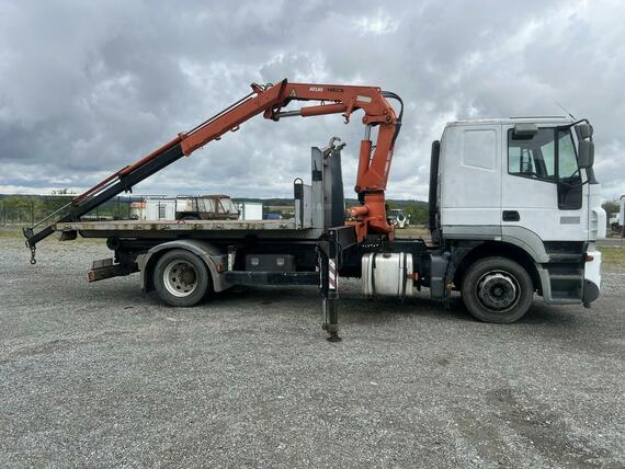 Hákový nosič kontejnerů IVECO AT190S36+HYDRAULICKÁ RUKA ATLAS+PLATO