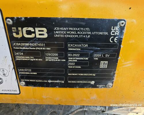 Pásový bagr JCB 220X L, r.v. 2022, 4457 mth, všechny vývody 