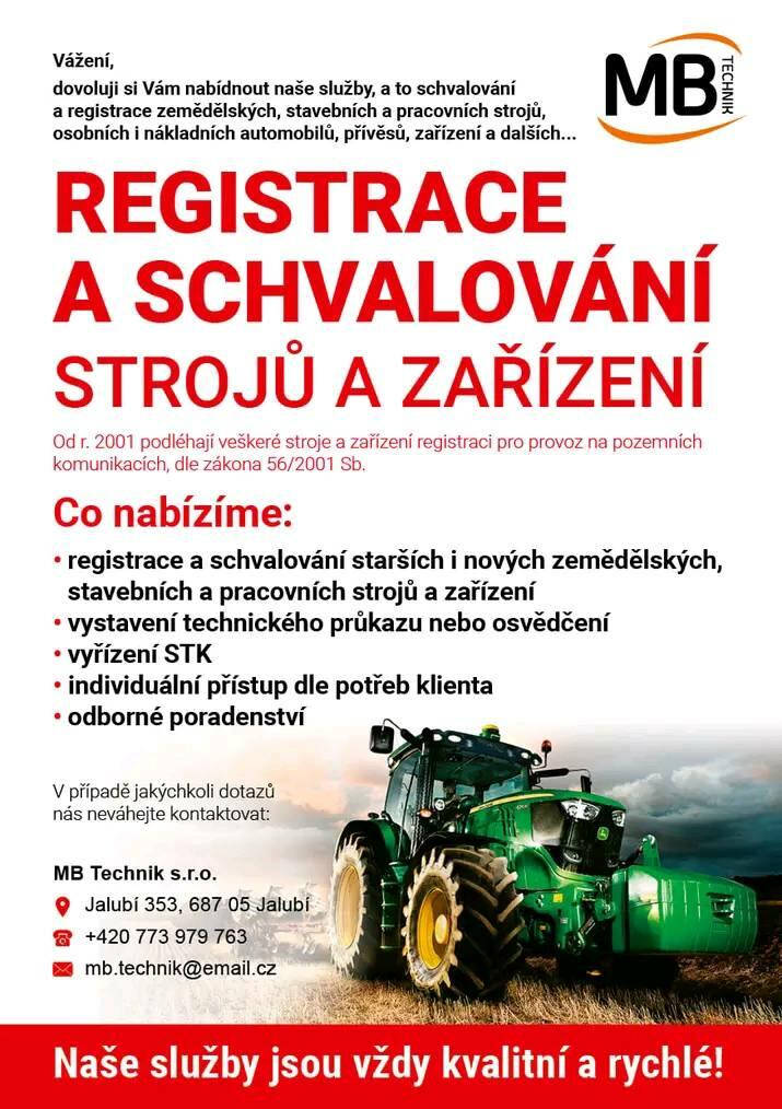 Registrace a schválení pracovních i zemědělských strojů