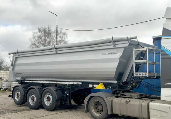 Skláěpcí návěs MEILLER 26 m3 Hardox / 2x ZVEDACÍ NÁPRAVA / plachta / provozní 6.040 kg / WABCO SmartBoard