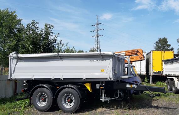 Tandemový sklápěcí přívěs MEILLER MZDA 1822 / ZVEDACÍ NÁPRAVA / plachta / WABCO SmartBoard