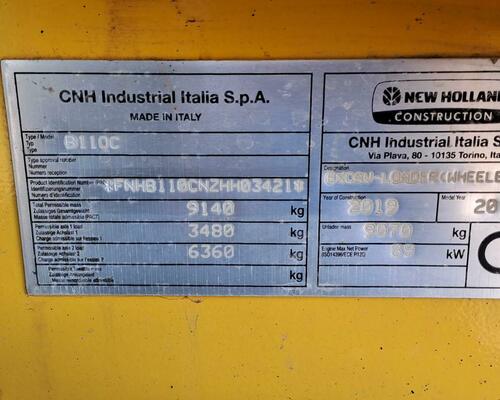 Traktorbagr New Holland B110C, r.v. 2019, 2667mth, powertilt