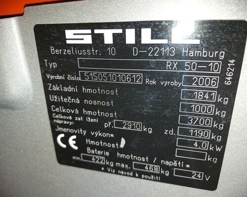 STILL RX 50-10 ELEKTRICKÝ vysokozdvižný vozík / výška zdvihu 5.070 mm