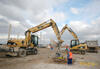 Pásové rypadlo Caterpillar 312C a kolové rypadlo Caterpillar M318 C společnosti APB Plzeň